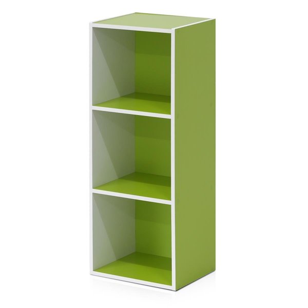 Highkey 11003WH-GR Pasir 3-Tier Open Shelf Bookcase White & Green LR369986